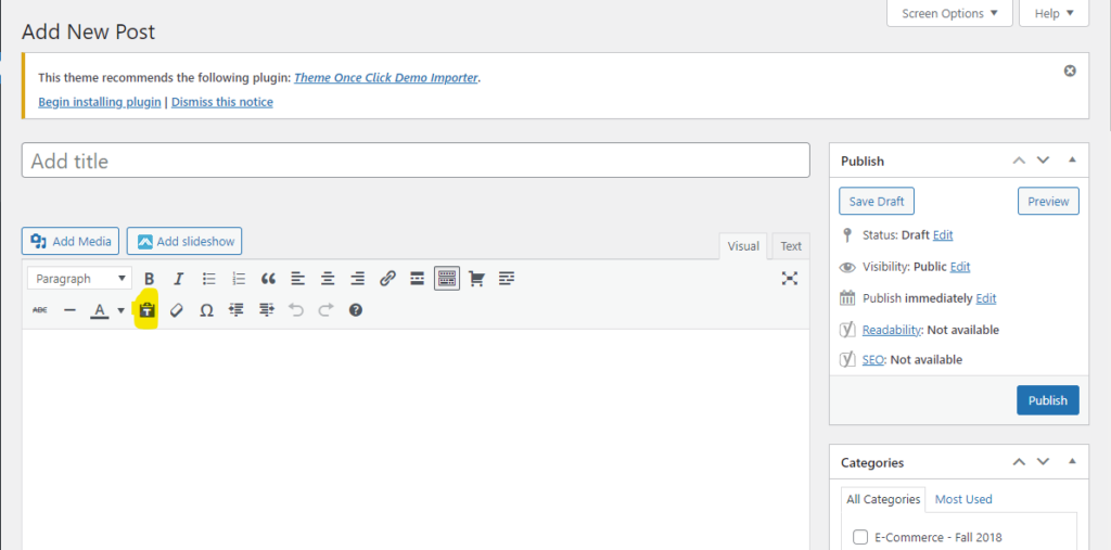 Screenshot of how to add text to a new post as plain text.